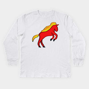 Reddish horse with fiery tones in the mane Kids Long Sleeve T-Shirt